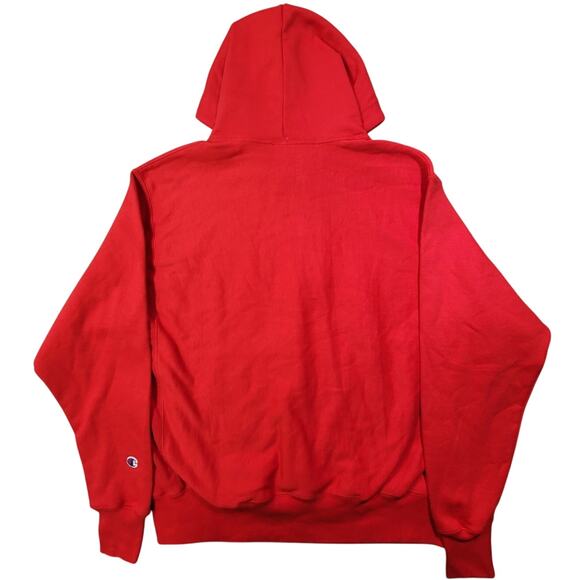 Champion Hoodie Mens Large Red Solid Reverse Weave Heavyweight Logo - Picture 2 of 2